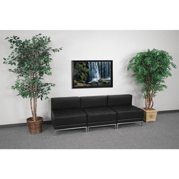 Flash Furniture Living Room Set, 28-3/4" x 27-1/4", Upholstery Color: Black, Frame Material: Stainless Steel - ZB-IMAG-MIDCH-3-GG
