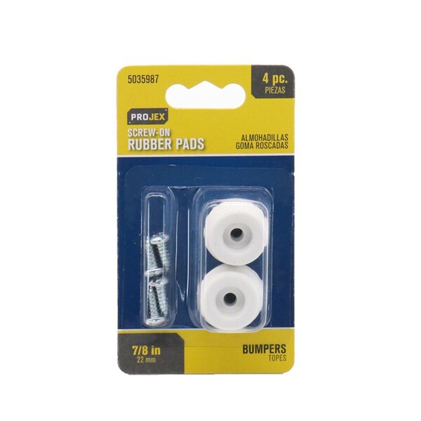 Posdatas 0.87 in. Rubber Bumper Pad - Round, Off-White, 4PK - PO3311877