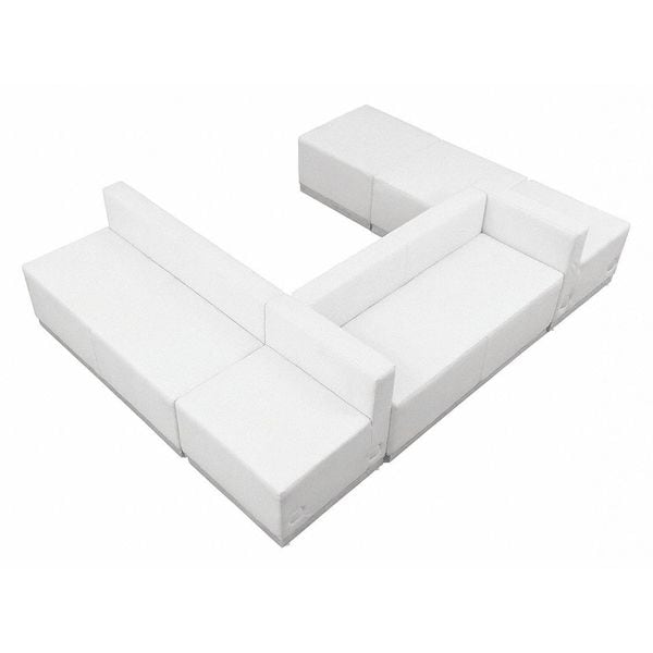 Flash Furniture 6 pcs. Living Room Set, 25-1/4" to 77" x 27", Upholstery Color: White - ZB-803-510-SET-WH-GG