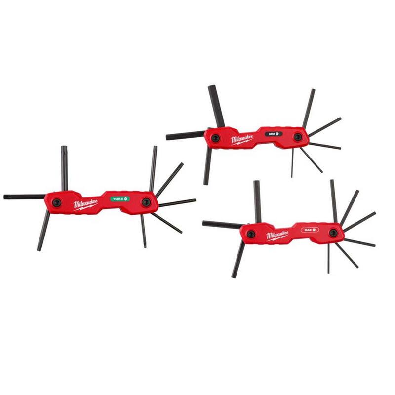 Juego de Llaves Plegables Milwaukee de 8 llaves Torx Hexagonales con Juego de 17 Llaves Hexagonales Plegables (25 piezas) - 48-22-2184-48-22-2183