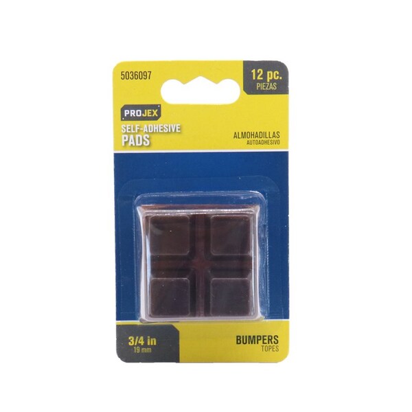Projex Projex Vinyl Self Adhesive Bumper Pad Brown Square 3/4 in. W X 3/4 in. L 12 pk - P0121