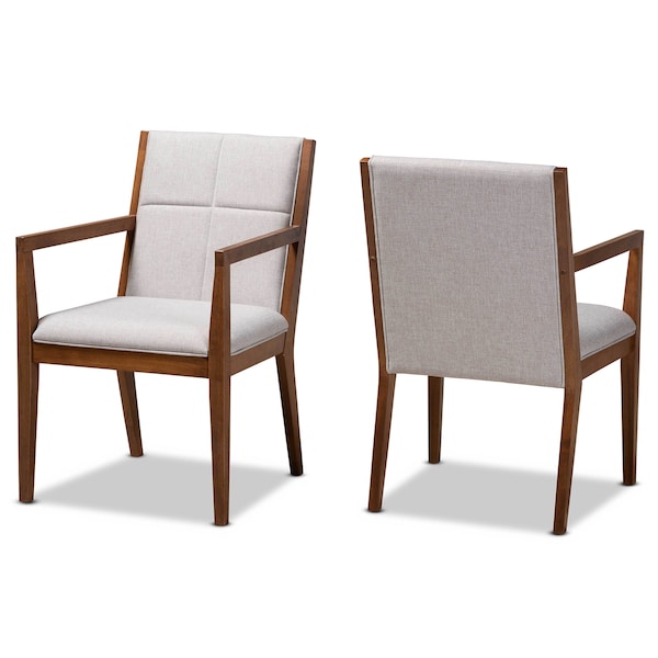 Baxton Studio Theresa Beige Upholstered and Walnut Wood 2-PC Living Room Chair Set - 164-10483
