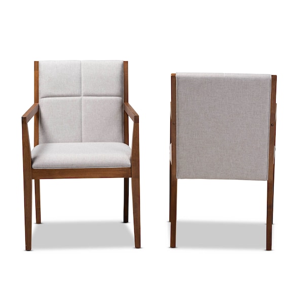Baxton Studio Theresa Beige Upholstered and Walnut Wood 2-PC Living Room Chair Set - 164-10483