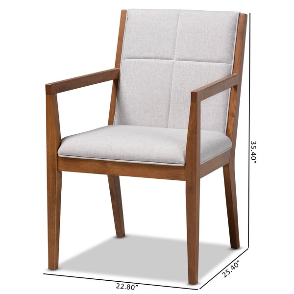 Baxton Studio Theresa Beige Upholstered and Walnut Wood 2-PC Living Room Chair Set - 164-10483