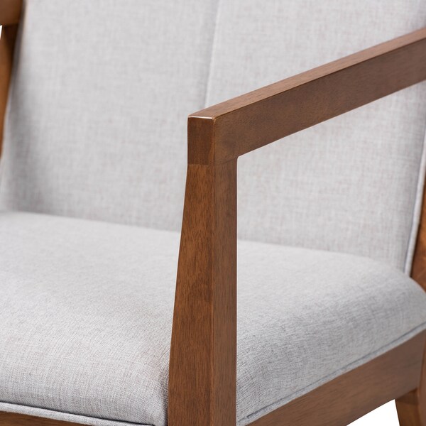 Baxton Studio Theresa Beige Upholstered and Walnut Wood 2-PC Living Room Chair Set - 164-10483