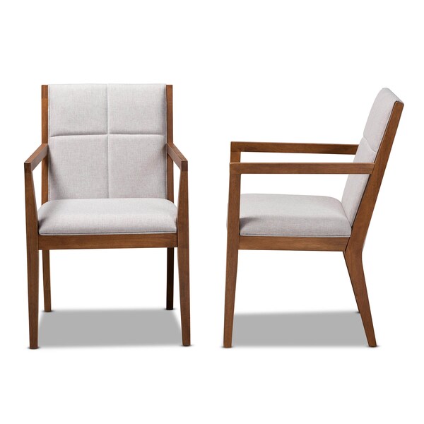 Baxton Studio Theresa Beige Upholstered and Walnut Wood 2-PC Living Room Chair Set - 164-10483