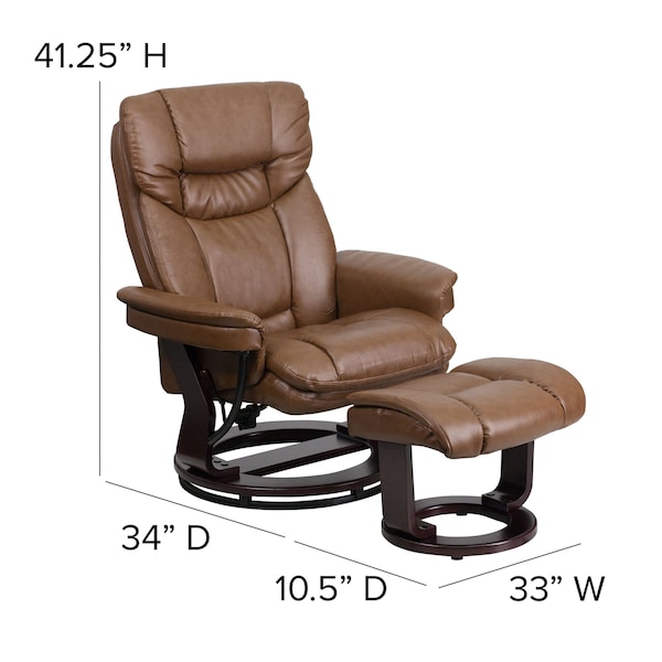 Flash Furniture Palimino LeatherSoft Recliner and Curved Ottoman - BT-7821-PALIMINO-GG