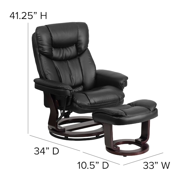 Flash Furniture Black LeatherSoft Swivel Recliner & Curved Ottoman - BT-7821-BK-GG