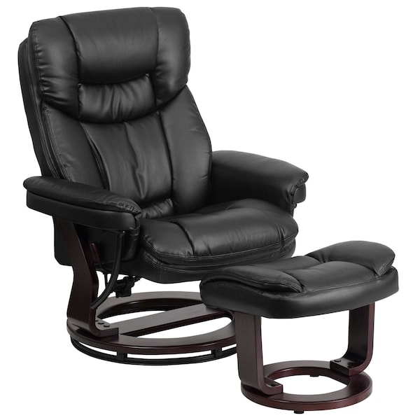 Flash Furniture Black LeatherSoft Swivel Recliner & Curved Ottoman - BT-7821-BK-GG