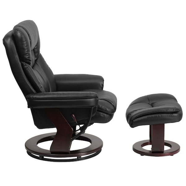 Flash Furniture Black LeatherSoft Swivel Recliner & Curved Ottoman - BT-7821-BK-GG