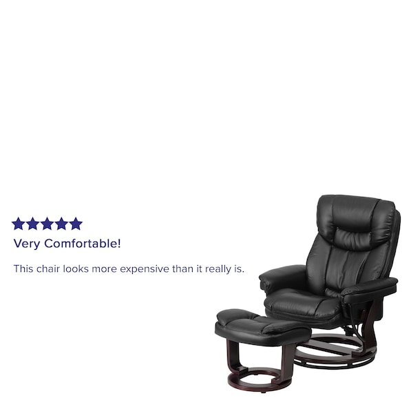 Flash Furniture Black LeatherSoft Swivel Recliner & Curved Ottoman - BT-7821-BK-GG