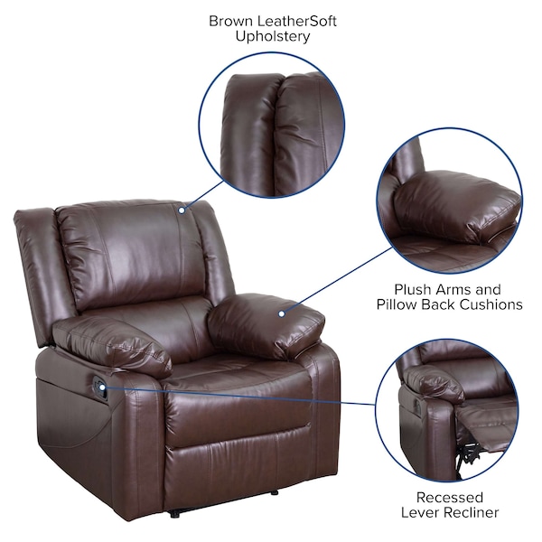 Flash Furniture Recliner, 31" to 64" x 26" to 36", Upholstery Color: Brown - BT-70597-1-BN-GG