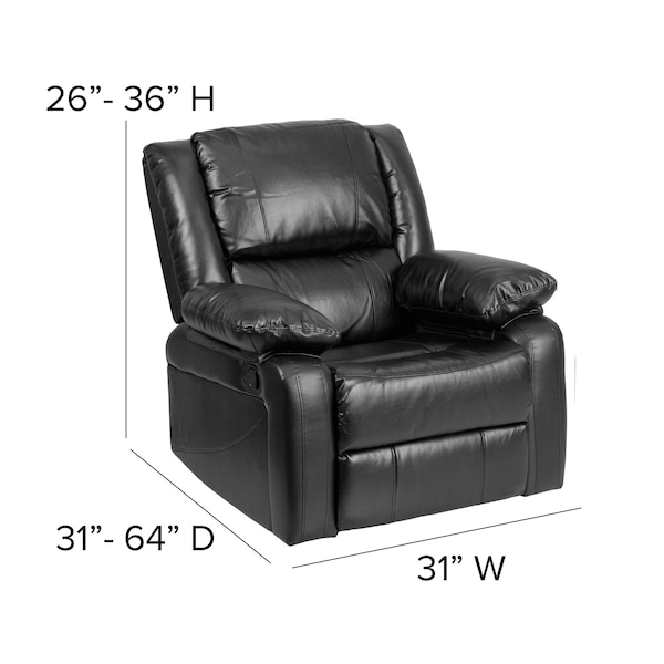 Flash Furniture Recliner, 31" to 64" x 26" to 36", Upholstery Color: Black - BT-70597-1-GG