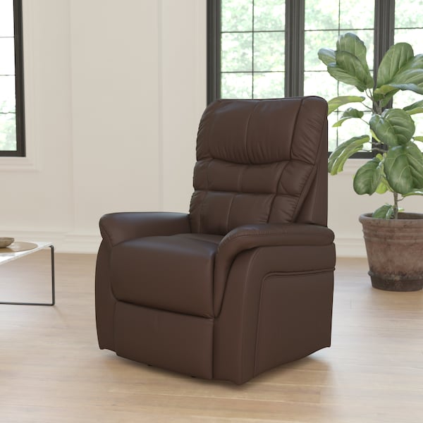 Flash Furniture HERCULES Series Cognac LeatherSoft Remote Powered Lift Recliner for Elderly - CH-US-153062L-CGN-LEA-GG