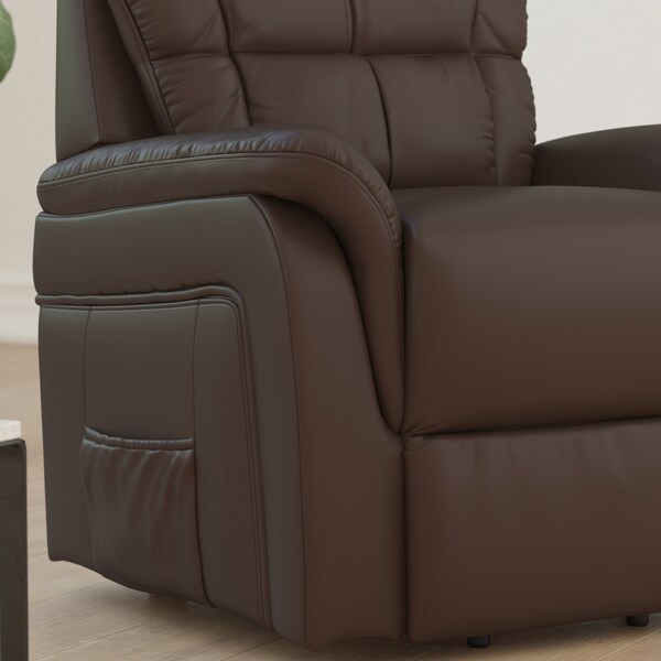 Flash Furniture HERCULES Series Cognac LeatherSoft Remote Powered Lift Recliner for Elderly - CH-US-153062L-CGN-LEA-GG