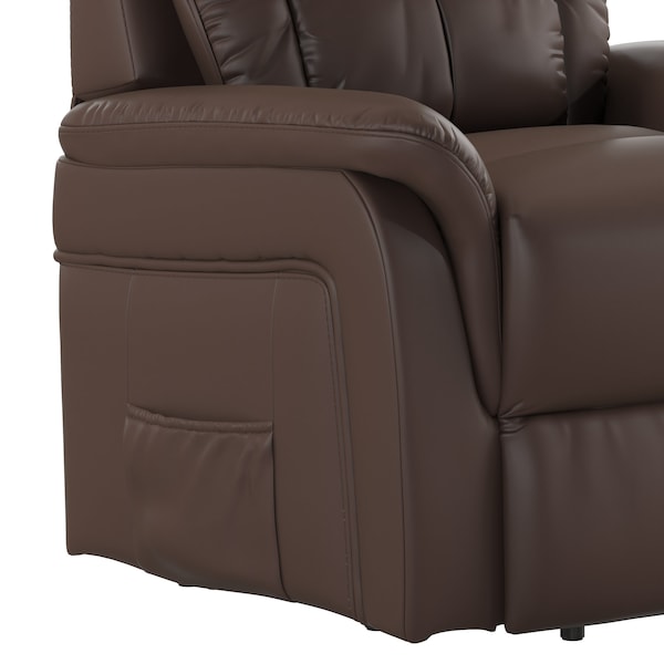 Flash Furniture HERCULES Series Cognac LeatherSoft Remote Powered Lift Recliner for Elderly - CH-US-153062L-CGN-LEA-GG
