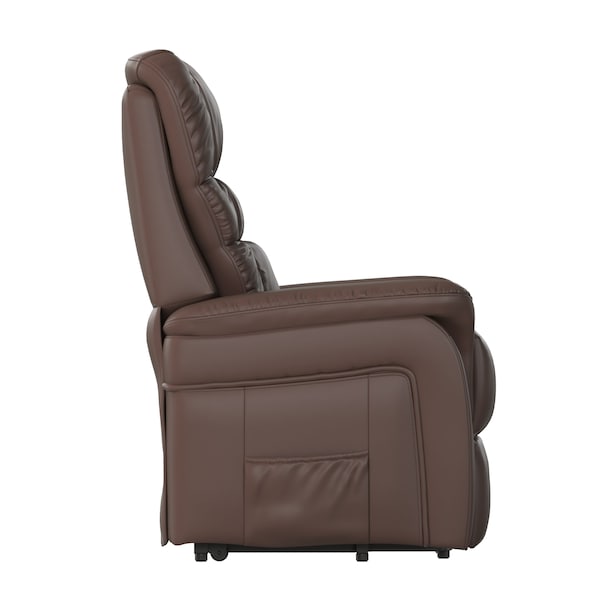 Flash Furniture HERCULES Series Cognac LeatherSoft Remote Powered Lift Recliner for Elderly - CH-US-153062L-CGN-LEA-GG