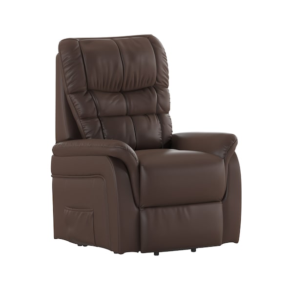 Flash Furniture HERCULES Series Cognac LeatherSoft Remote Powered Lift Recliner for Elderly - CH-US-153062L-CGN-LEA-GG