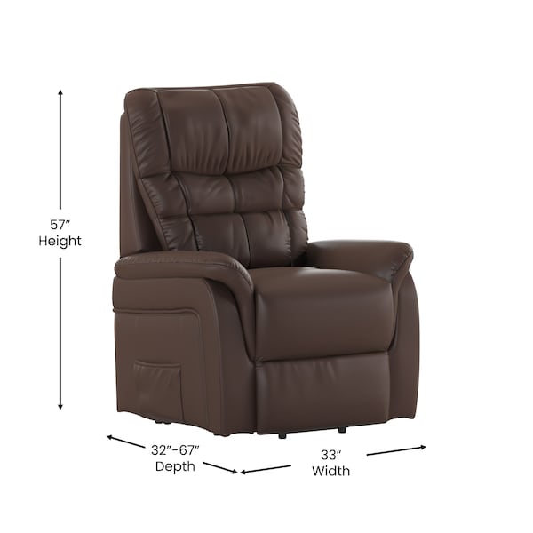 Flash Furniture HERCULES Series Cognac LeatherSoft Remote Powered Lift Recliner for Elderly - CH-US-153062L-CGN-LEA-GG