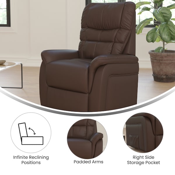 Flash Furniture HERCULES Series Cognac LeatherSoft Remote Powered Lift Recliner for Elderly - CH-US-153062L-CGN-LEA-GG