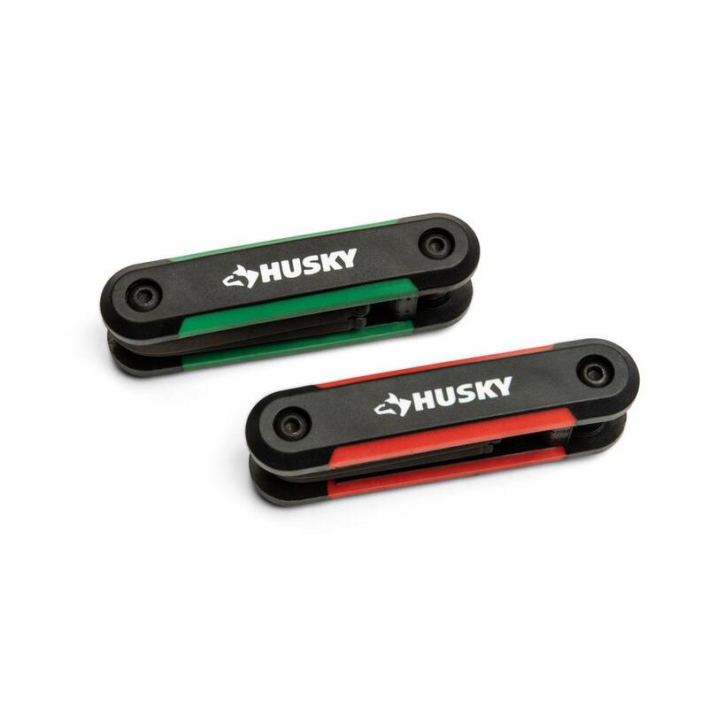 Llave hexagonal plegable de extremo esférico Husky (9 piezas SAE y 8 piezas MM) - HBEFHKSM17PC-06