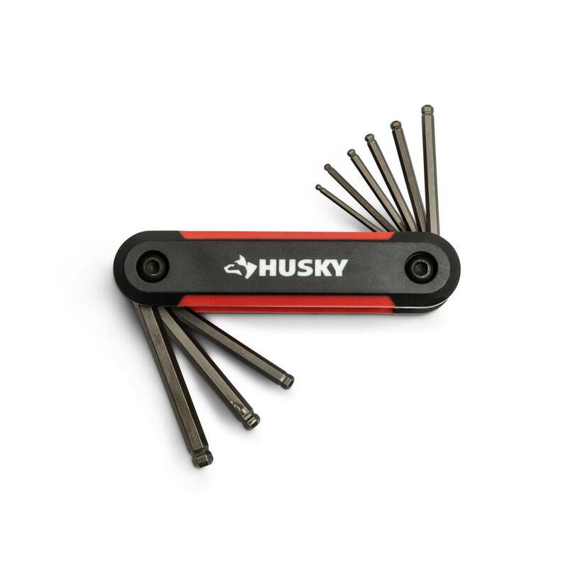 Llave hexagonal plegable de extremo esférico Husky (9 piezas SAE y 8 piezas MM) - HBEFHKSM17PC-06