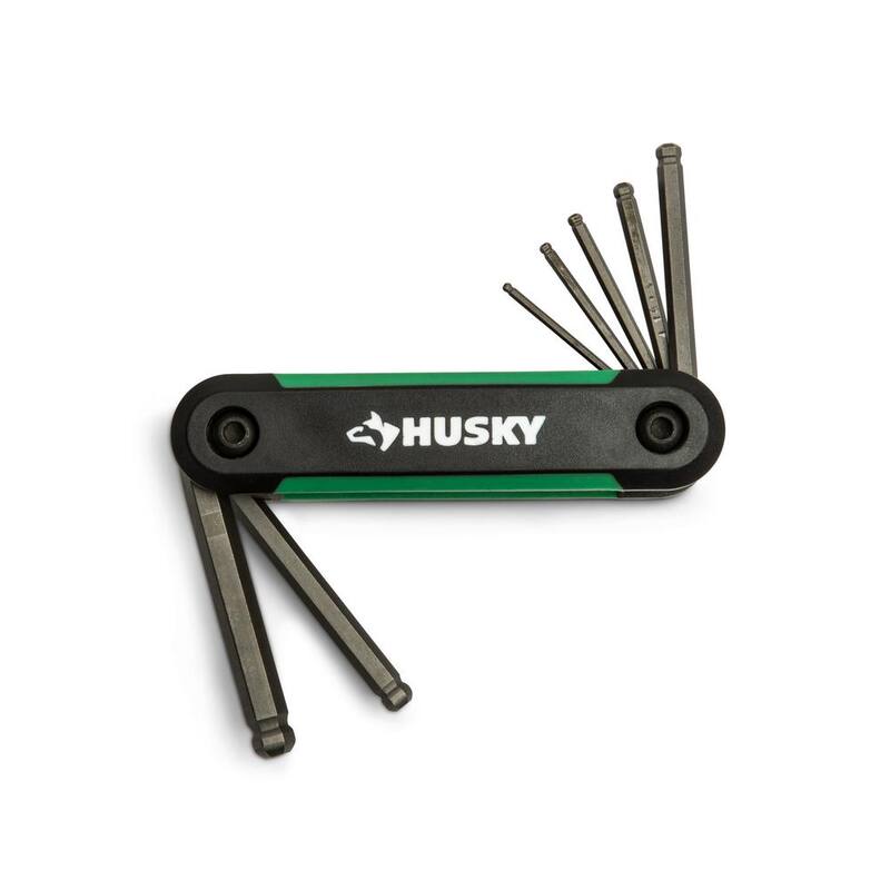Llave hexagonal plegable de extremo esférico Husky (9 piezas SAE y 8 piezas MM) - HBEFHKSM17PC-06