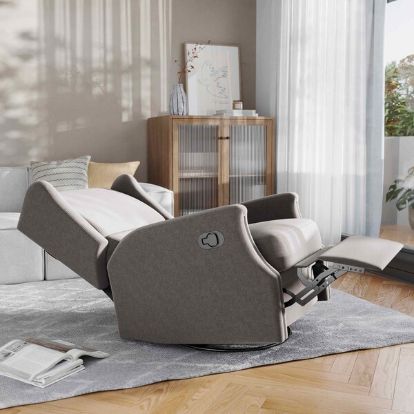 Flash Furniture Omma Swivel Glider Rocker Recliner Chair, Manual 360 Degree Swivel Wingback Recliner, Dark Gray - CY-RAC-537-DKGRY-GG