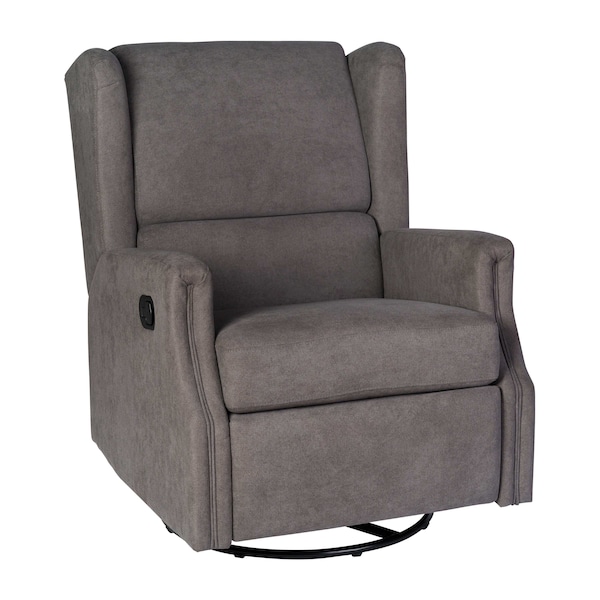 Flash Furniture Omma Swivel Glider Rocker Recliner Chair, Manual 360 Degree Swivel Wingback Recliner, Dark Gray - CY-RAC-537-DKGRY-GG
