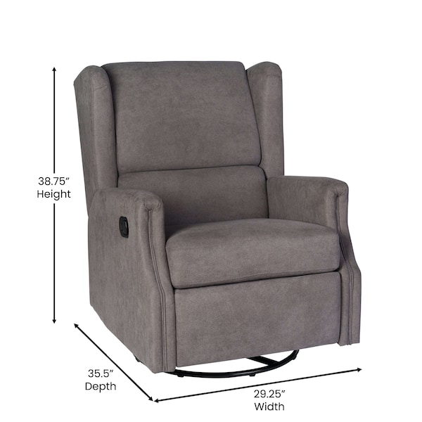 Flash Furniture Omma Swivel Glider Rocker Recliner Chair, Manual 360 Degree Swivel Wingback Recliner, Dark Gray - CY-RAC-537-DKGRY-GG