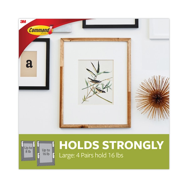 Command Picture Hanging Strips, Large, Removable, 0.75" x 3.65", White, PK120 - 17206-S120NA