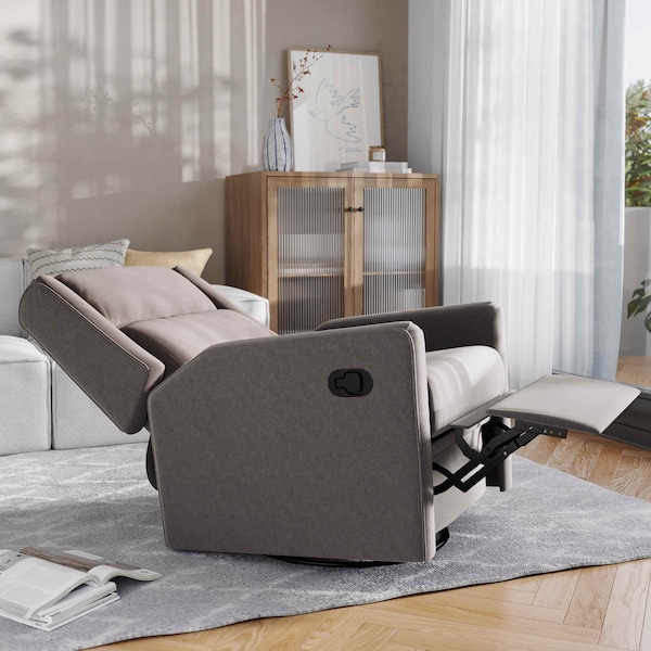 Flash Furniture Cash Swivel Glider Rocker Recliner Chair, Manual 360 Degree Swivel Recliner, Dark Gray Upholstery - CY-RAC-536-DKGRY-GG