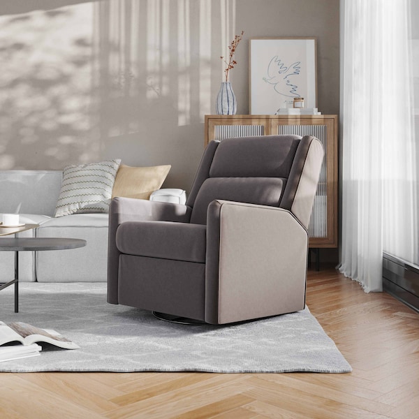 Flash Furniture Cash Swivel Glider Rocker Recliner Chair, Manual 360 Degree Swivel Recliner, Dark Gray Upholstery - CY-RAC-536-DKGRY-GG