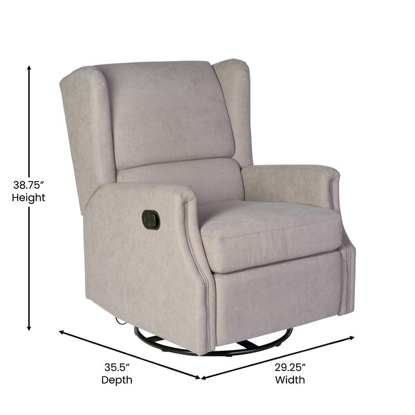 Flash Furniture Omma Swivel Glider Rocker Recliner Chair, Manual 360 Degree Swivel Wingback Recliner, Light Gray - CY-RAC-537-LTGRY-GG