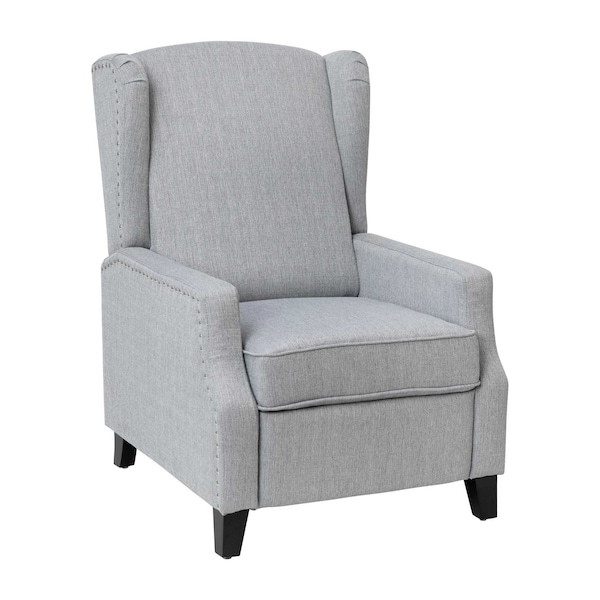 Flash Furniture Gray Wingback Reclining Chair with Nailhead Trim - BO-BS7002-1-GY-GG
