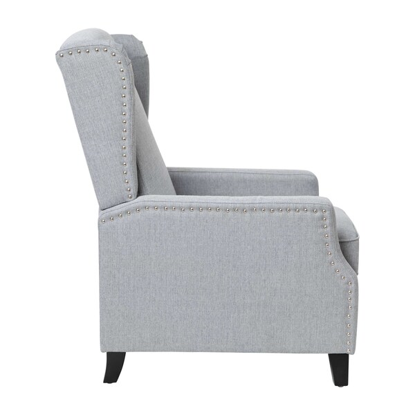 Flash Furniture Gray Wingback Reclining Chair with Nailhead Trim - BO-BS7002-1-GY-GG