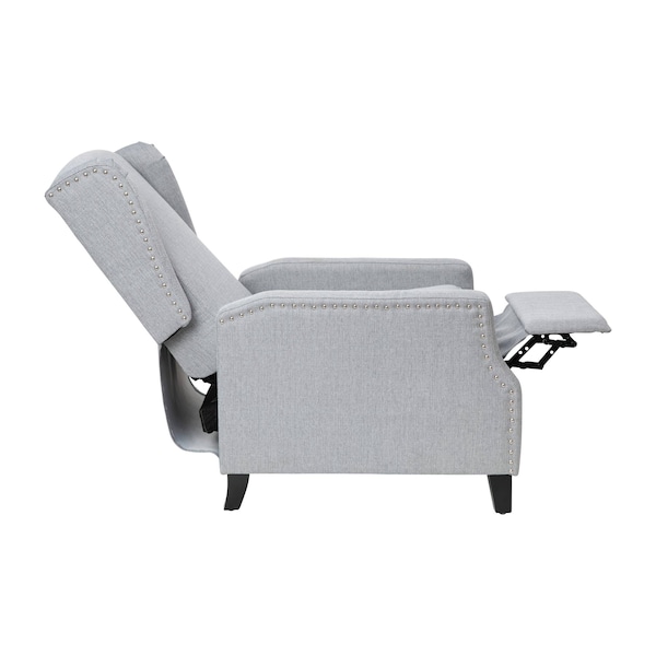 Flash Furniture Gray Wingback Reclining Chair with Nailhead Trim - BO-BS7002-1-GY-GG