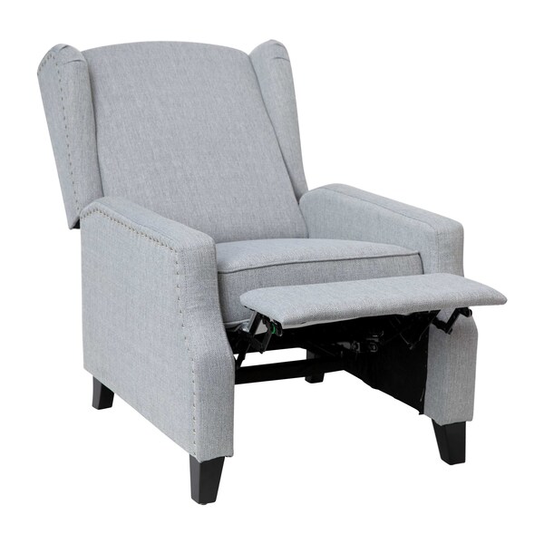 Flash Furniture Gray Wingback Reclining Chair with Nailhead Trim - BO-BS7002-1-GY-GG