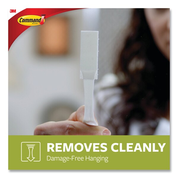Command Picture Hanging Strips, Removable, Holds Up to 4 lbs per Pair, Large, 0.63 x 3.63, White, Pair, 20PK - 1720620NA
