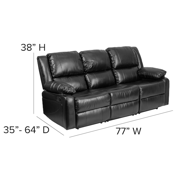 Flash Furniture Sofa, 35" to 64" x 38", Upholstery Color: Black - BT-70597-SOF-GG