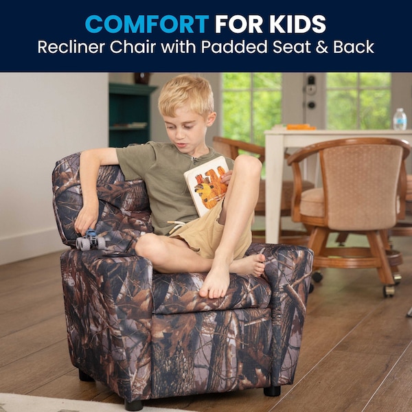Flash Furniture Camo Fabric Kids Recliner, 25" to 39" x 28" - BT-7950-KID-CAMO-GG