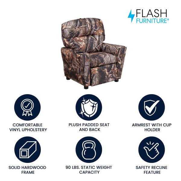 Flash Furniture Camo Fabric Kids Recliner, 25" to 39" x 28" - BT-7950-KID-CAMO-GG