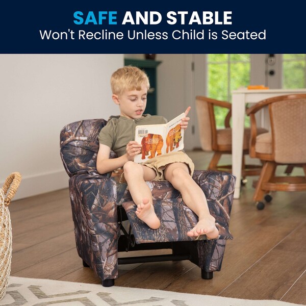 Flash Furniture Camo Fabric Kids Recliner, 25" to 39" x 28" - BT-7950-KID-CAMO-GG