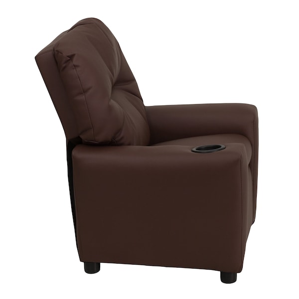 Flash Furniture Kids Recliner, 25" to 39" x 28", Upholstery Color: Brown - BT-7950-KID-BRN-LEA-GG