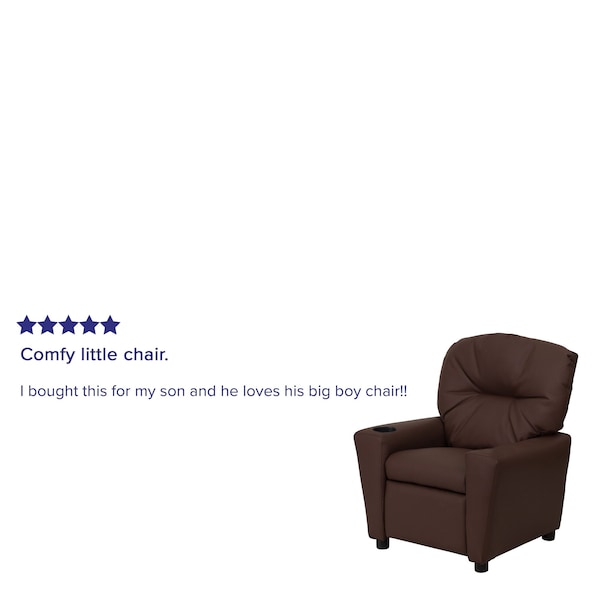 Flash Furniture Kids Recliner, 25" to 39" x 28", Upholstery Color: Brown - BT-7950-KID-BRN-LEA-GG