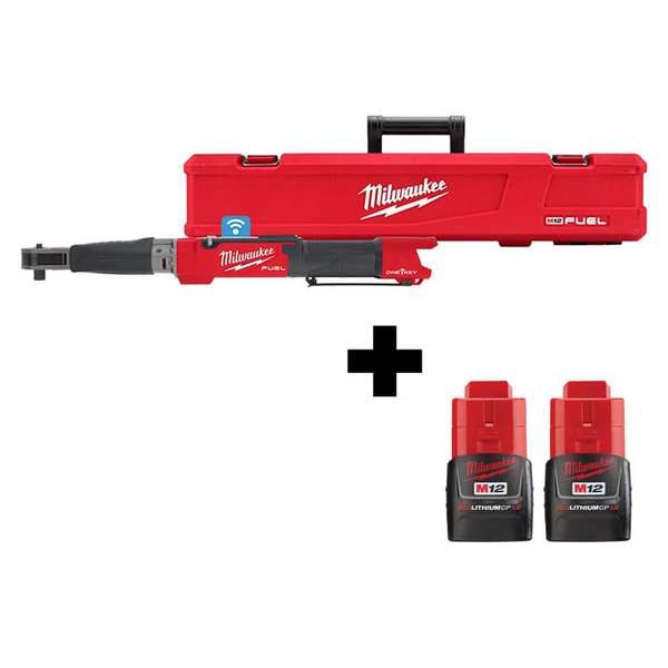Milwaukee Tool Cordless Digital Torque Wrench, 12VDC, Full-Size, Includes Battery - 2466-20, 48-11-2411
