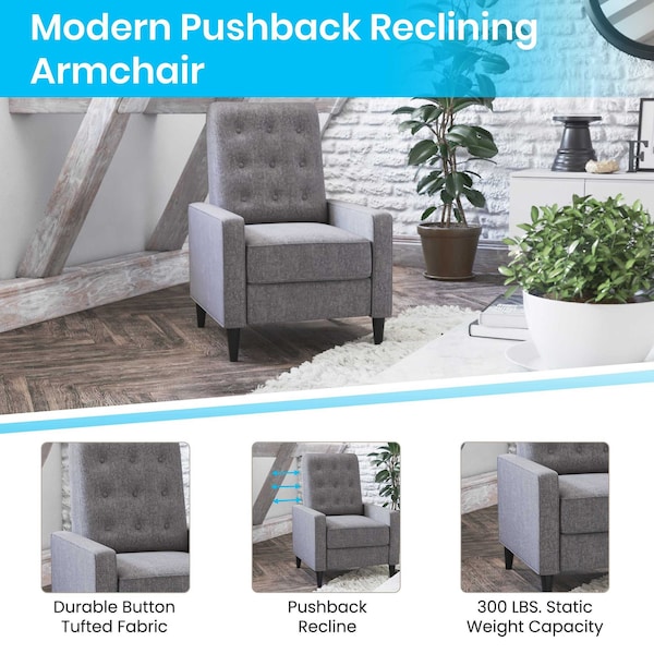 Flash Furniture Modern Gray Fabric Pushback Recliner - SG-SX-80415N-GY-GG