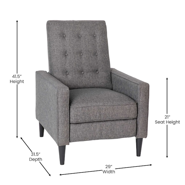 Flash Furniture Modern Gray Fabric Pushback Recliner - SG-SX-80415N-GY-GG