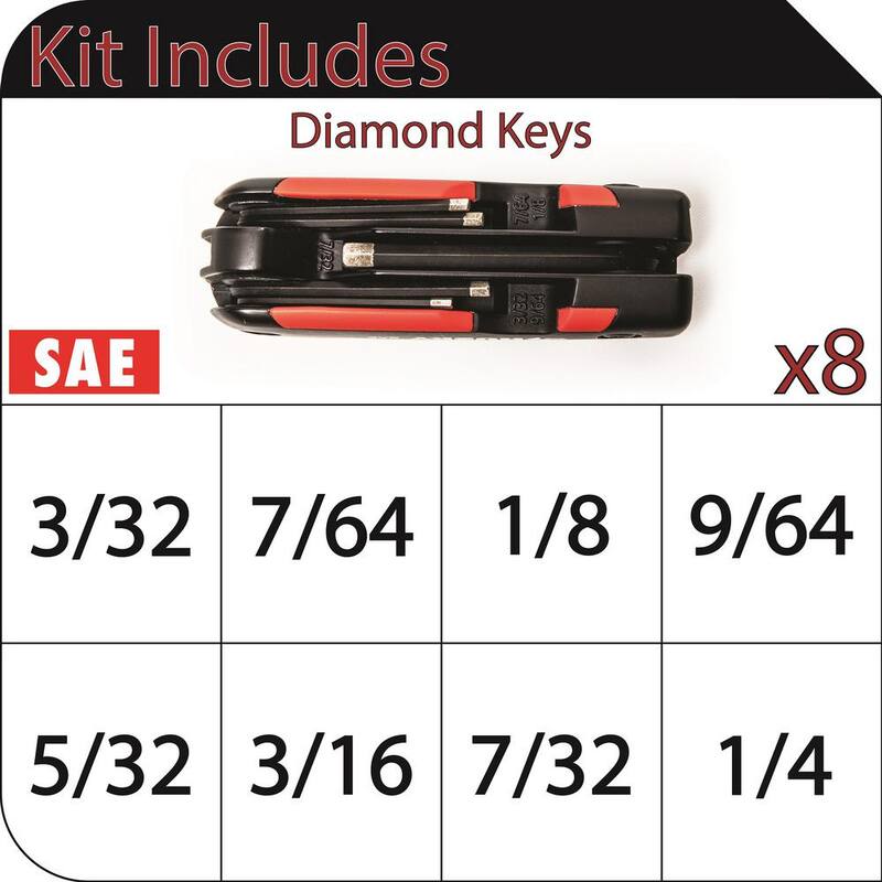 Juego de llaves hexagonales plegables Husky con punta de diamante (8 piezas) - HFDHKS8PC