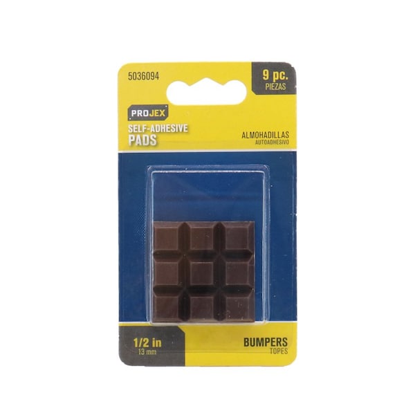 Projex Projex Rubber Self Adhesive Bumper Pad Brown Square 1/2 in. W X 1/2 in. L 9 pk - P0120